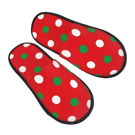 

Bingfone White And Green Polka Dot House Slippers For Women Men With Soft Rubber Sole Slip On For Indoor/Outdoor-Large