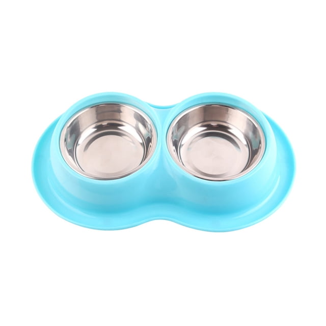 Cuenco doble de acero inoxidable para mascotas Laklulu, cuenco para perros, vajilla para gatos, cuenco antiparasitario para gatos