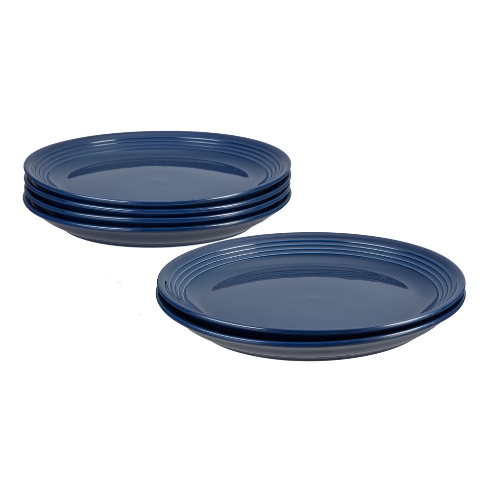 Mainstays Chiara Round Stoneware Dinner Plates, Navy, Set of 6