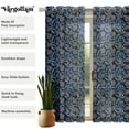 thumbnail image 5 of Vargottam Blue Flowers Print Sheer Georgette Curtains for French Doors & Balcony - 2 Panels, 96" Long, Light Filtering, Grommet Top Printed Drapes for Living Room or Lounge, 5 of 9