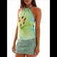 thumbnail image 2 of Top Corto Sin Mangas con Cuello Halter Y2K para Mujer, Estampado Floral, Espalda Abierta, Estilo Urbano de Verano Verde M, 2 of 10