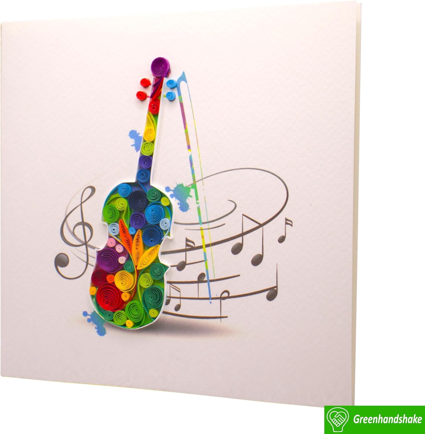 Artistic Violin, Quilling Card 3D - Unique Dedicated Handmade, Design Greeting for Birthday, Valentine's Day, Mothers Spring, Fathers Graduation, Wedding, Anniversary, Thank You, Get Well, All