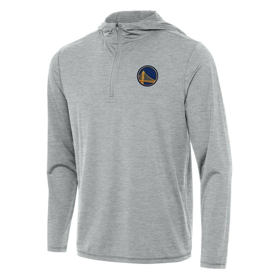 Men's Antigua Heather Gray Golden State Warriors Tidy Quarter-Zip Hoodie