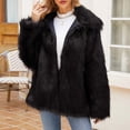 thumbnail image 3 of Ahabrexf Womens Ladies Warm Faux Furry Coat Jacket Winter Solid Turn Down Collar Outerwear, 3 of 7