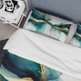 thumbnail image 4 of Designart "Teal and Gold Abstract Expressionism I" Modern Bedding Covert Set - Abstract Liquid Ink Turquoise Abstract Bed Set With 2 Shams, 4 of 6
