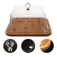 thumbnail image 3 of Household Dessert Display Tray With Clear Lid Wooden Cake Preservation Plate For Cake Shop, 3 of 6