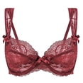 thumbnail image 1 of Women's Demi Lace Bra Unpadded Underwire Bra Sheer Sexy Bras, 1 of 8