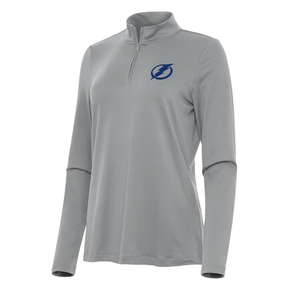 Women's Antigua Gray Tampa Bay Lightning Reprocess Quarter-Zip Top