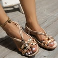 thumbnail image 4 of Mepaouo Flat Sandals for Women Summer Comfortable Ankle Strap Dressy Sandal Beach Flats Shoes Size 6.5, 4 of 9