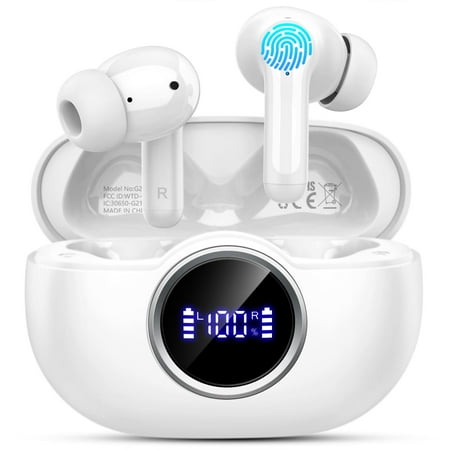 WKZZ Wireless Earbuds Bluetooth 5.4 with Hi-Fi Stereo Bass 36Hrs Playtime IP7 Waterproof 4 ENC Noise Cancelling Microphones Mini 3.6g Design for Android & iOS