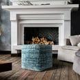 thumbnail image 3 of HomeRoots 18" Blue Polyester Blend Ottoman, 3 of 10