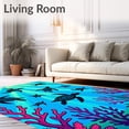 thumbnail image 2 of ODIKA 4'x6' Machine Washable Non-Slip Area Rug, Underwater Journey Through Coral Reefs High Traffic Rug with Pad, Blue, 679672, 2 of 8