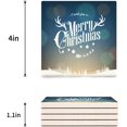 thumbnail image 3 of RYLABLUE Merry Christmas Set of 4 Coaster for Drinks, Absorbent Ceramic Stone Coasters Cup Mat with Cork Base for Home Kitchen Room Coffee Table Bar Decor, 3 of 4