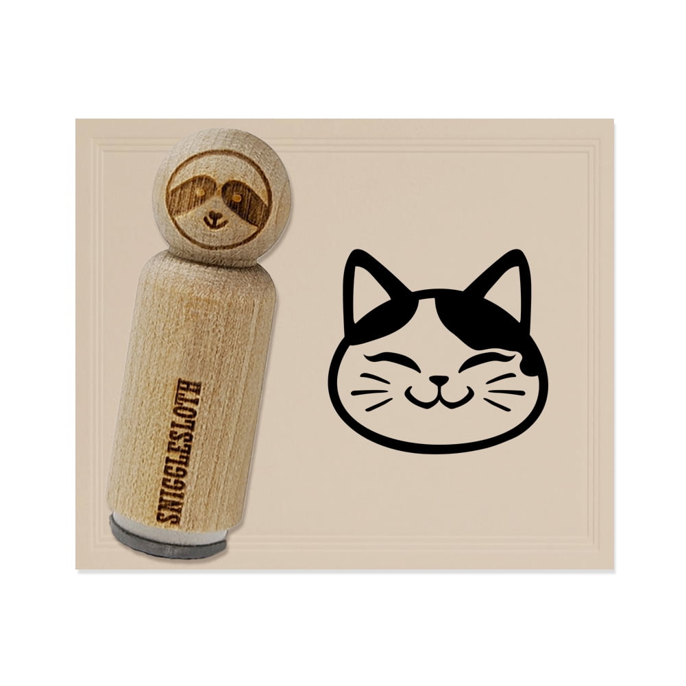 Happy Spotted Cat Face Rubber Stamp for Scrapbooking Crafting Stamping