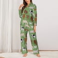 thumbnail image 2 of Pajama Sets for Women 2 Pcs, Cows And Calves Button Down Long Sleeve Sleepwear Lounge PJ Sets, 2 of 6