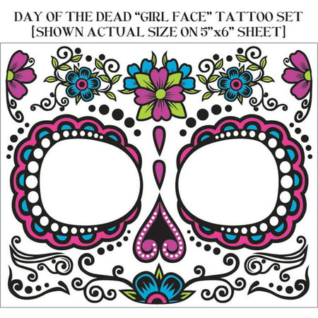 Morris Costumes Facial Design Day Of Dead Face Tattoo One Size, Style