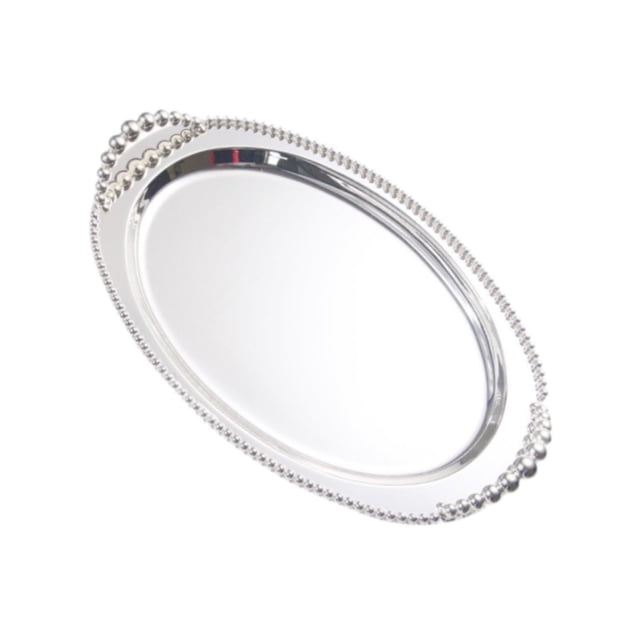 Bandeja decorativa con espejo, bandeja para guardar cosméticos, centro de mesa, plato de frutas, bandeja para servir, bandeja de tocador para sala de Plata