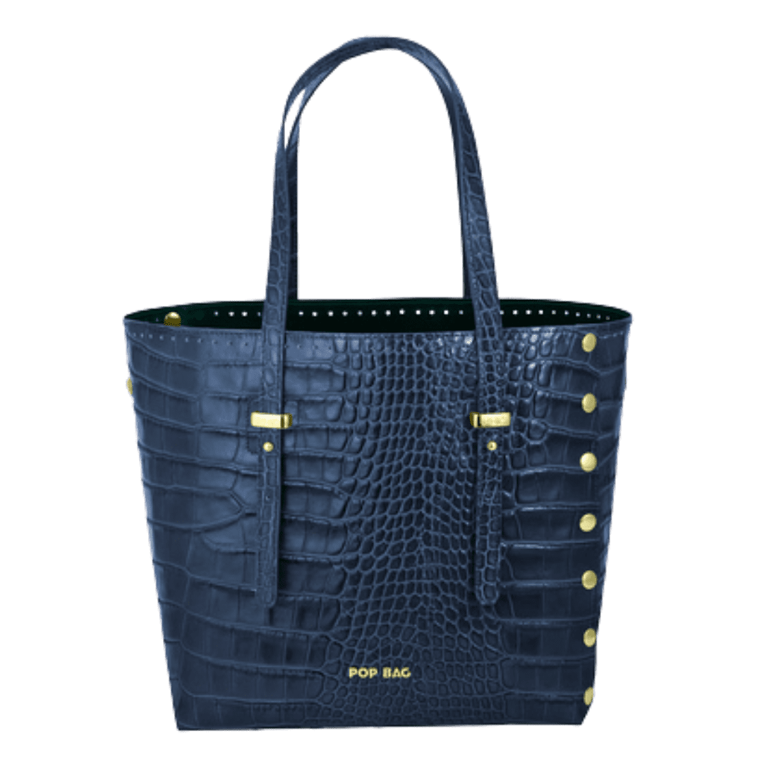 M St. Tote Bag in Caiman Croc Embossed Leather