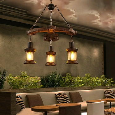 3Light Rustic Chandelier Lamp Industrial Ceiling Pendant Light Fixture Farmhouse Without Bulb