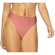 PilyQ PINK Kimmy High-Waist Full Cut Bikini Swim Bottom, US Medium
