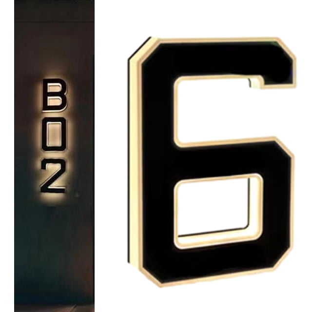 Solar Lighted House Numbers | 9 Inch Waterproof LED Address Signs for Outside with Night Visibility