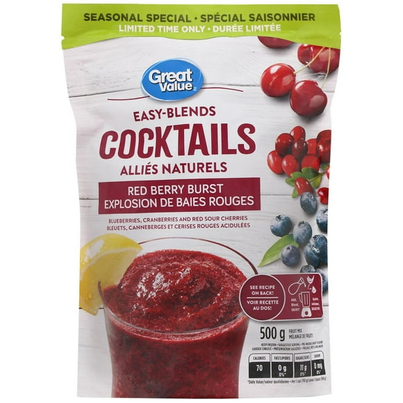 Great Value Red Berry Burst Easy-Blends Cocktails Fruit Mix, 500 g