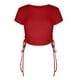 thumbnail image 4 of Fiudx Ofertas Flash Del Día Solo En Línea Blusa Casual de Manga Corta con Cuello Redondo y Cordón de Color Sólido para Mujer, 4 of 7