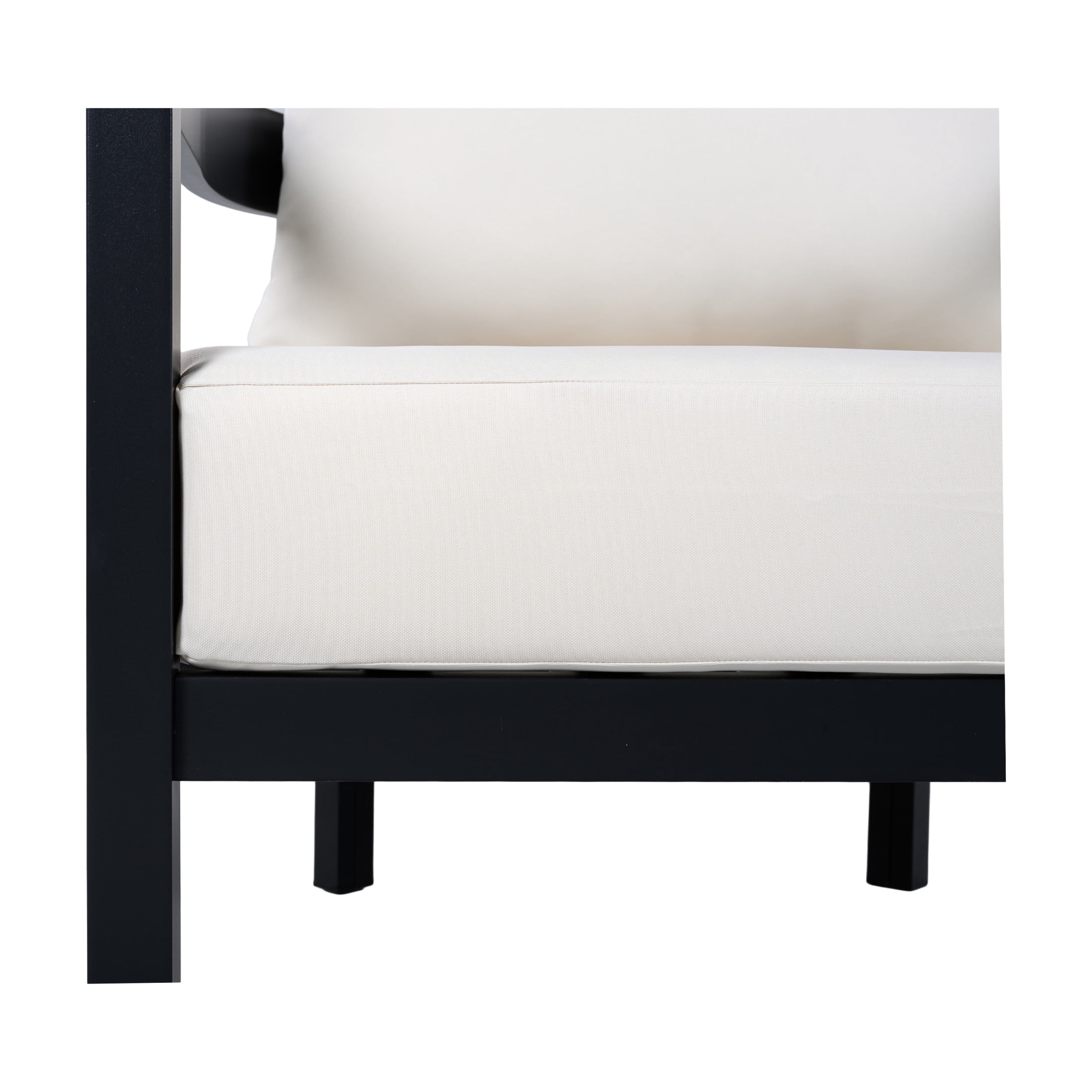Christopher Knight Home 5 Piece Patio Conversation Set, Aluminum Sofa Chairs with Glass Table, Black + Beige