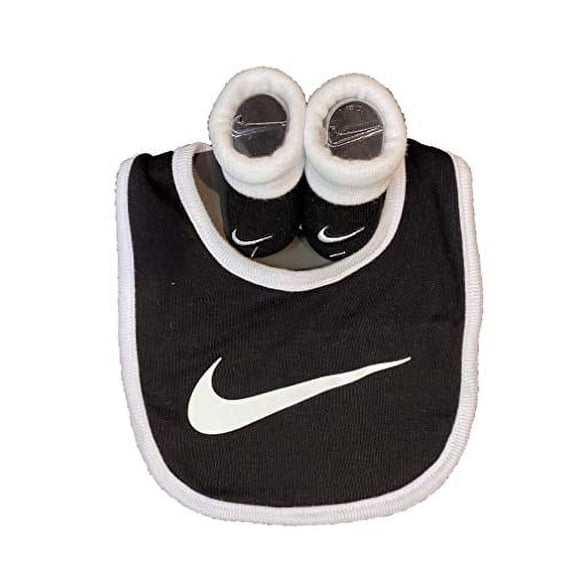 Nike Toddler Cozy Soft Knit Feeding Baby Bib with Booties, Black, 2 Piece