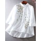 thumbnail image 4 of Blusa Bordada Con Flores Y Ojales, Elegante Blusa Con Botones Para Primavera Y Verano, Ropa De Mujer, 4 of 4