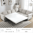 thumbnail image 5 of Convertible Sectional Sleeper Sofa with Pull Out Bed, 104" Large L-shaped Sofa Couch with Rolled Arm and Rivet, 2 in 1 Pull Out Couch Bed, Modular Sectional Couch for Living Room, Beige, 5 of 7