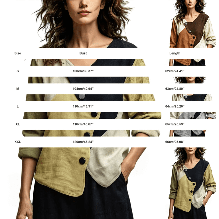kaondbfi Women Linen Blend Shirt Asymmetrical Button V Neck Long Sleeve ...