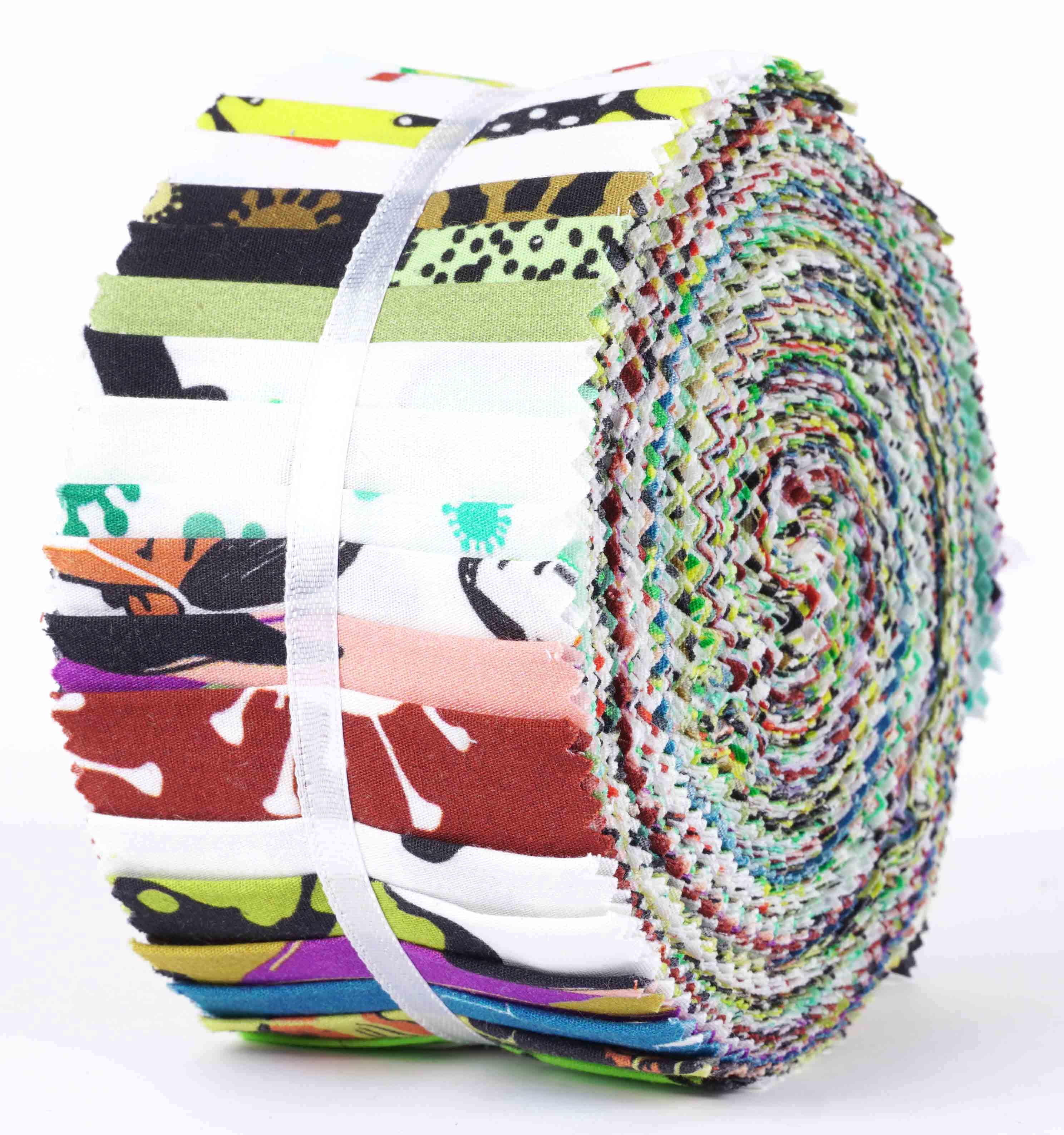 Soimoi 40Pcs Stay Home Pandemic Print Cotton Precut Fabrics For Quilting Craft Strips 2.5 inches Jelly Roll - Multicolor