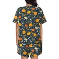 thumbnail image 6 of Susaid Pumpkin Print Women's Pajama Set, Button-Up Sleepwear with Elastic Waist Shorts, Perfect for Lounging, Yoga, Beach, and Casual Wear-3X-Large, 6 of 7