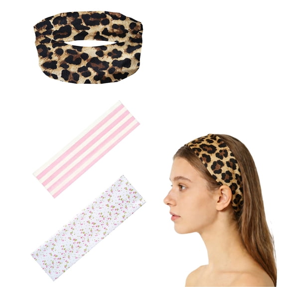 CAIXIA Leopard Print Headbands for Women Men Fashion Sweatbands Athletic Elastic Hairband for Hiking Cycling Running Yoga Football Workout Accessories