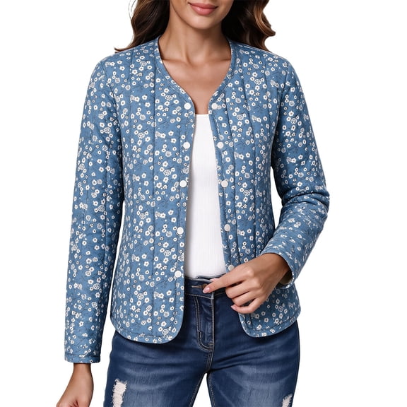 Enjoytime Womens Jacket Floral Button Down Long Sleeve Outerwear Lightweight Casual Comfy Fall Winter Coat 2026