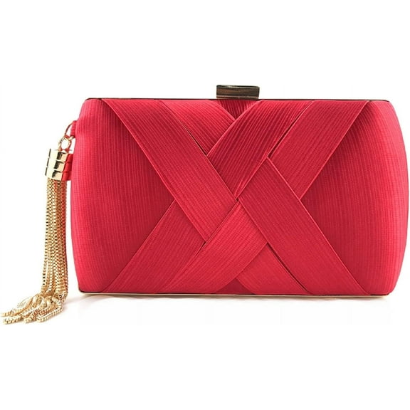Women's Elegant Tassel Pendant Silk Evening Clutch Bridal Wedding Evening Party Handbags