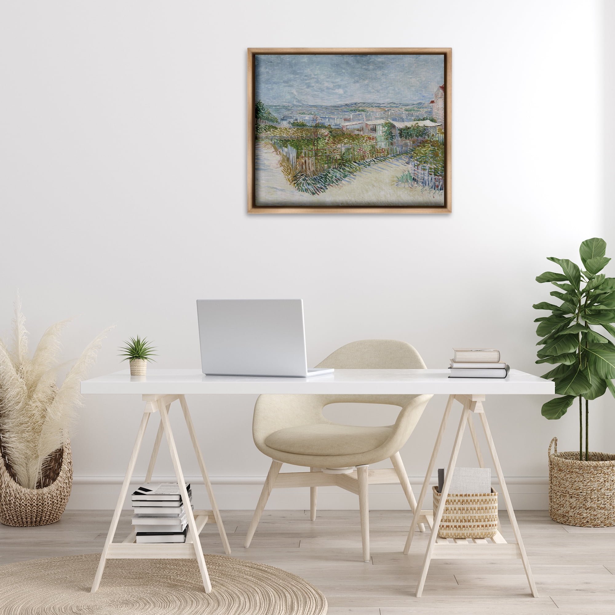 Stupell Industries Van Gogh Monmarte Landscape Landscape & Nature Painting Brown Floater Framed Canvas Art Print Wall Art, 31 x 25