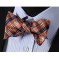 thumbnail image 5 of HISDERN Orange Plaid Self Tie Bow Tie for Men Formal Tuxedo Bowties Handkerchief Bow Ties Set, 5 of 7