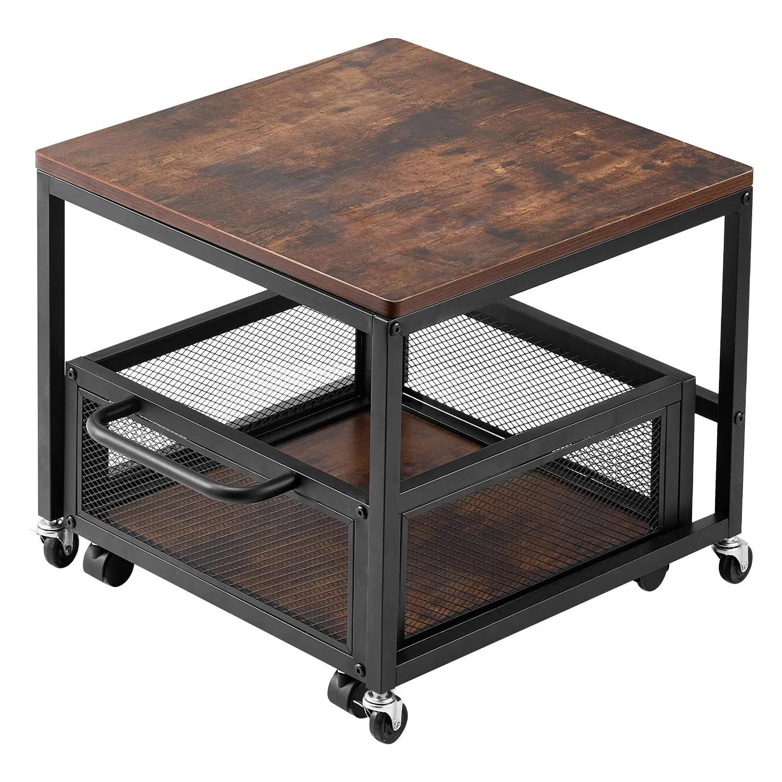 Mini Fridge Stand with Storage, Mini Fridge Table with Movable Storage Cart, Beverage Refrigerator Stand for Coffee Bar, Mini Fridge Organizer for Home Dorm