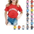 thumbnail image 1 of SUXIAN T-shirts pour Enfants Mode Décontractée Imprimé Col Rond Ample Manches Courtes T-Shirt Haut Col Rond Hauts pour Filles Rouge_002 9-10 Ans, 1 of 4
