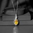 thumbnail image 3 of Rosec Jewels Lab Grown Yellow Sapphire Pendant Necklace with Diamond for Women - 12X8 mm, 14K White Gold, 3 of 6