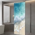 thumbnail image 4 of Aqua Blue Beach Window Privacy Film, Coastal Seawaves Sand Shore Scenery Static Cling UV Sun Blocking Tint Film Heat Control Windows Films for Bedroom Bathroom, Window Stickers 29.5"x78.7", 4 of 8