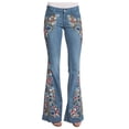 thumbnail image 1 of Pantalones vaqueros acampanados con bordado destoryed para mujer, pantalones vaqueros con botones en la cintura y campana inferior Fridja  hfkajh103301, 1 of 9