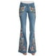 thumbnail image 1 of Pantalones vaqueros acampanados con bordado destoryed para mujer, pantalones vaqueros con botones en la cintura y campana inferior Fridja hfkajh103298, 1 of 9