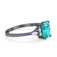 thumbnail image 2 of Art Deco Emerald Cut Wedding Band Ring Black Tone Paraiba Tourmaline CZ 925 Sterling Silver Size 8, 2 of 6