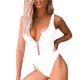 thumbnail image 1 of Gibobby Trajes de Baño Mujer Traje de baño Bikini Cremallera Natación Ropa de playa sexy Traje de baño de mujer Trajes de baño sólidos Una pieza(Blanco,M), 1 of 5