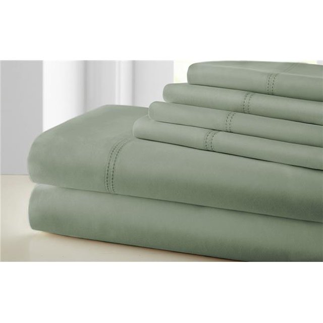 Benzara BM09028 Tours Coton Grand Sheet Ensemble avec Ourlet Double&44; Vert - 6 Pièces