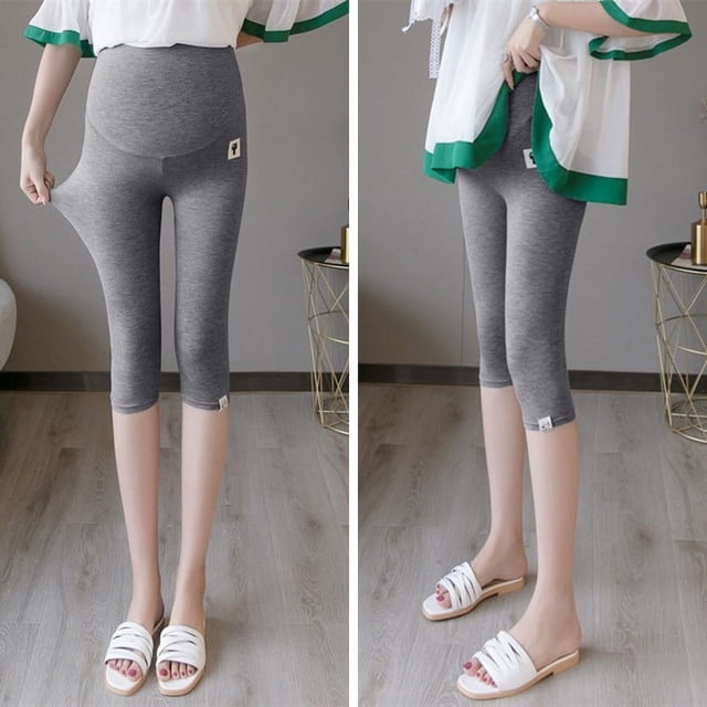 Pantalones de mujer embarazada de verano de talla grande Leggings de mujer embarazada Pantalones capri finos de cintura alta