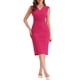 thumbnail image 2 of Vestido de tubo sin mangas de V cuello para mujeres Inspire Chic, vestido de lápiz con cinturón para el trabajo, fucsia 3XL, 2 of 6